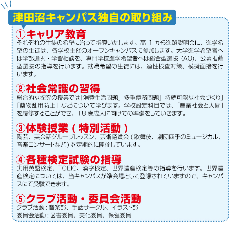 津田沼キャンパス独自の取り組み